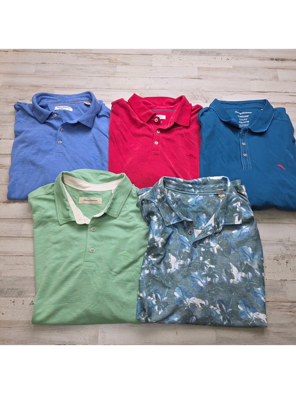 Tommy Bahama Men's Polo Shirts Lot of 5 Various Colors and Patterns Size XXXL